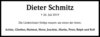 Anzeige von Dieter Schmitz von Kölner Stadt-Anzeiger / Kölnische Rundschau / Express
