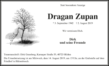 Anzeige von Dragan Zupan von  Anzeigen Echo 