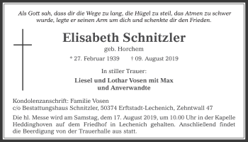 Anzeige von Elisabeth Schnitzler von  Werbepost 