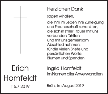 Anzeige von Erich Homfeldt von  Schlossbote/Werbekurier 