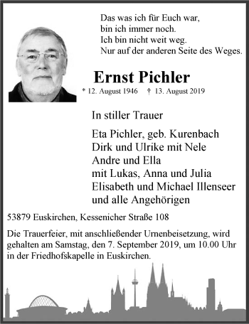 Anzeige von Ernst Pichler von  Blickpunkt Euskirchen 