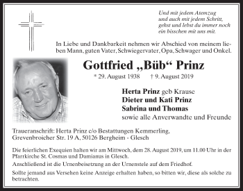 Anzeige von Gottfried Prinz von  Werbepost 