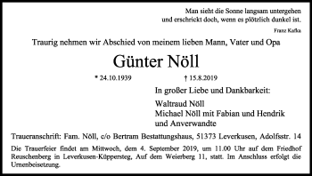 Anzeige von Günter Nöll von Kölner Stadt-Anzeiger / Kölnische Rundschau / Express