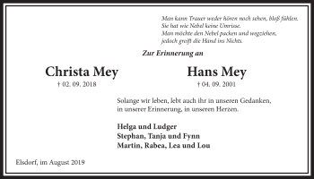 Anzeige von Hans Mey von  Sonntags-Post 