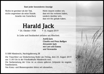 Anzeige von Harald Jack von Kölner Stadt-Anzeiger / Kölnische Rundschau / Express
