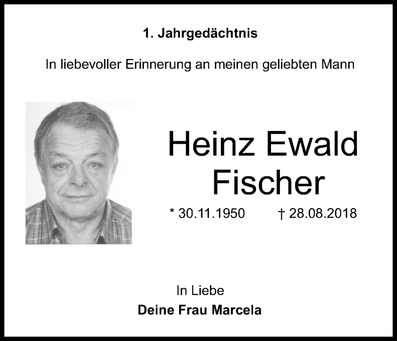  Traueranzeige für Heinz Ewald Fischer vom 31.08.2019 aus Kölner Stadt-Anzeiger / Kölnische Rundschau / Express