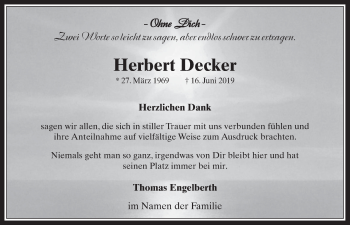 Anzeige von Herbert Decker von  Werbepost 