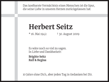 Anzeige von Herbert Seitz von Kölner Stadt-Anzeiger / Kölnische Rundschau / Express