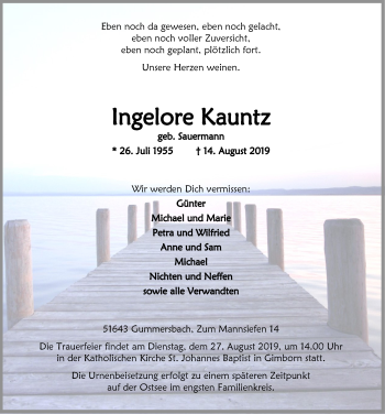 Anzeige von Ingelore Kauntz von  Anzeigen Echo 