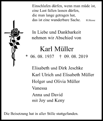 Anzeige von Karl Müller von Kölner Stadt-Anzeiger / Kölnische Rundschau / Express