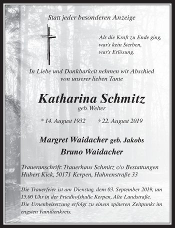 Anzeige von Katharina Schmitz von  Werbepost 