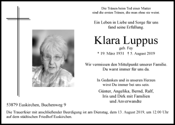 Anzeige von Klara Luppus von  Blickpunkt Euskirchen 