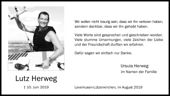Anzeige von Lutz Herweg von Kölner Stadt-Anzeiger / Kölnische Rundschau / Express