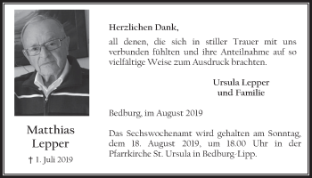 Anzeige von Matthias Lepper von  Werbepost 