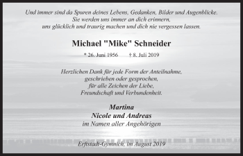 Anzeige von Michael Mike Schneider von  Sonntags-Post 