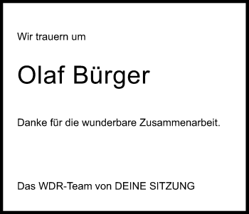 Anzeige von Olaf Bürger von Kölner Stadt-Anzeiger / Kölnische Rundschau / Express