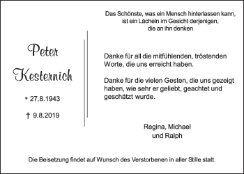 Anzeige von Peter Kesternich von  Schlossbote/Werbekurier 