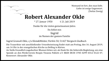 Anzeige von Robert Alexander Okle von Kölner Stadt-Anzeiger / Kölnische Rundschau / Express