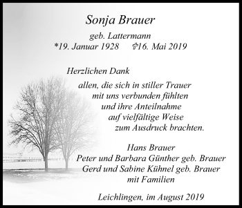 Anzeige von Sonja Brauer von Kölner Stadt-Anzeiger / Kölnische Rundschau / Express