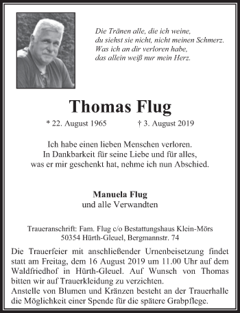 Anzeige von Thomas Flug von  Wochenende 