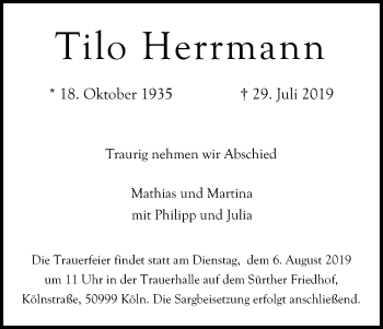 Anzeige von Tilo Herrmann von Kölner Stadt-Anzeiger / Kölnische Rundschau / Express