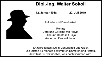 Anzeige von Walter Sokoll von Kölner Stadt-Anzeiger / Kölnische Rundschau / Express