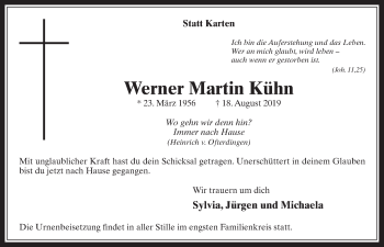 Anzeige von Werner Martin Kühn von  Werbepost 