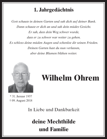 Anzeige von Wilhelm Ohrem von  Werbepost 