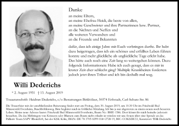 Anzeige von Willi Dederichs von Kölner Stadt-Anzeiger / Kölnische Rundschau / Express