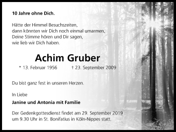 Anzeige von Achim Gruber von Kölner Stadt-Anzeiger / Kölnische Rundschau / Express