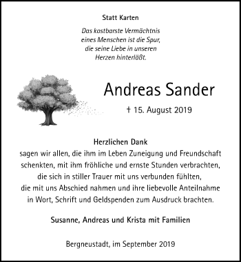 Anzeige von Andreas Sander von  Anzeigen Echo 