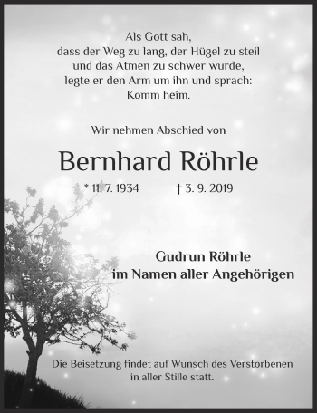 Anzeige von Bernhard Röhrle von  Kölner Wochenspiegel 