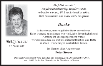 Anzeige von Betty Steuer von  Werbepost 