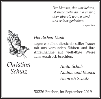 Anzeige von Christian Schulz von  Sonntags-Post 