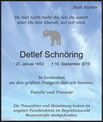 Anzeige von Detlef Schnöring von Kölner Stadt-Anzeiger / Kölnische Rundschau / Express
