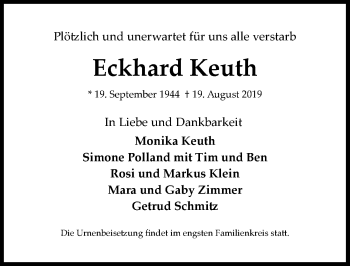 Anzeige von Eckhard Keuth von  Kölner Wochenspiegel 