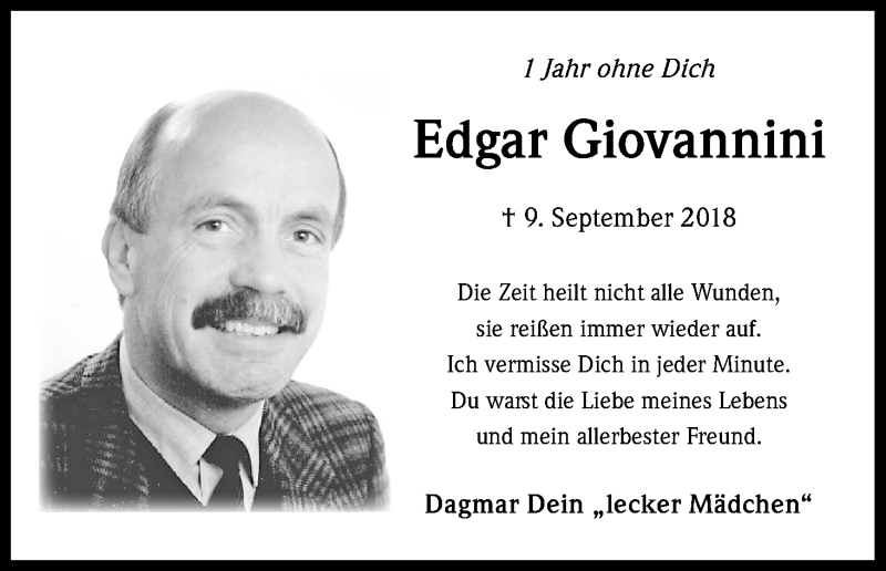  Traueranzeige für Edgar Giovannini vom 07.09.2019 aus Kölner Stadt-Anzeiger / Kölnische Rundschau / Express