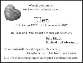 Anzeige von Ellen  von  Kölner Wochenspiegel 