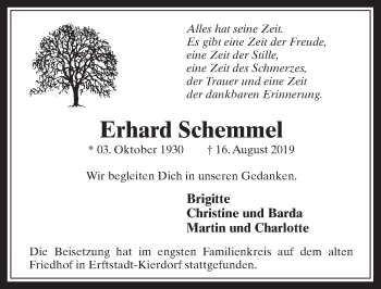 Anzeige von Erhard Schemmel von  Werbepost 