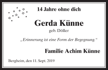 Anzeige von Gerda Künne von  Werbepost 