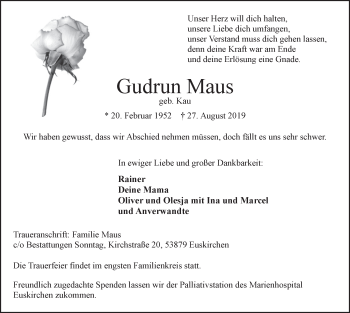 Anzeige von Gudrun Maus von  Blickpunkt Euskirchen 