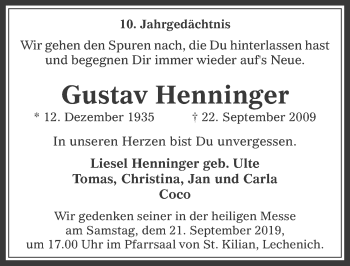Anzeige von Gustav Henninger von  Werbepost 