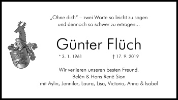 Anzeige von Günter Flüch von Kölner Stadt-Anzeiger / Kölnische Rundschau / Express