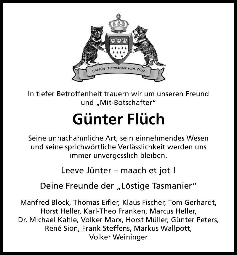 Traueranzeige für Günter Flüch vom 18.07.2023 aus Kölner Stadt-Anzeiger / Kölnische Rundschau / Express