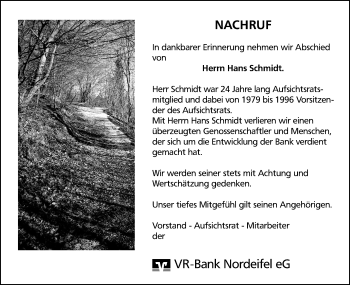 Anzeige von Hans Schmidt von Kölner Stadt-Anzeiger / Kölnische Rundschau / Express
