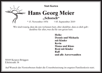 Anzeige von Hans Georg Meier von  Werbepost 