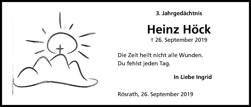 Traueranzeige für Heinz Höck vom 26.09.2019 aus Kölner Stadt-Anzeiger / Kölnische Rundschau / Express