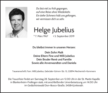 Anzeige von Helge Jubelius von  Blickpunkt Euskirchen 