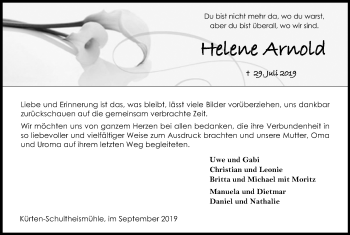 Anzeige von Helne Arnold von Kölner Stadt-Anzeiger / Kölnische Rundschau / Express