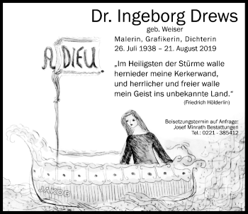 Anzeige von Ingeborg Drews von Kölner Stadt-Anzeiger / Kölnische Rundschau / Express